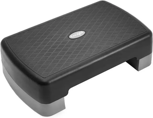 Main image of Aerobic Exercise Step Platform, Adjustable Height with Removable Risers for Cardio and Strength Training, Workout Stepper for Home Gym (Grey, Small Size)