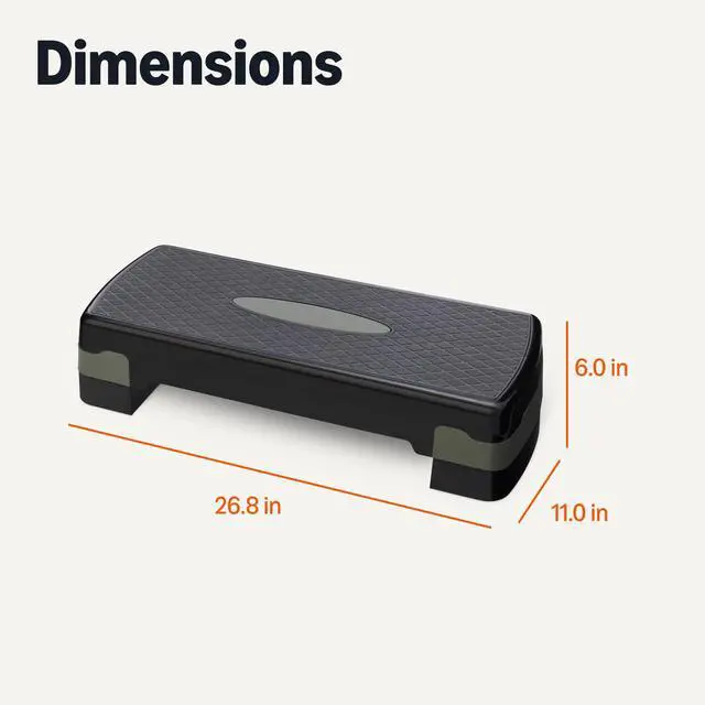 Alt view image 4 of 4 - Aerobic Exercise Step Platform, Adjustable Workout Stepper for Home Fitness, 27", Black/Grey