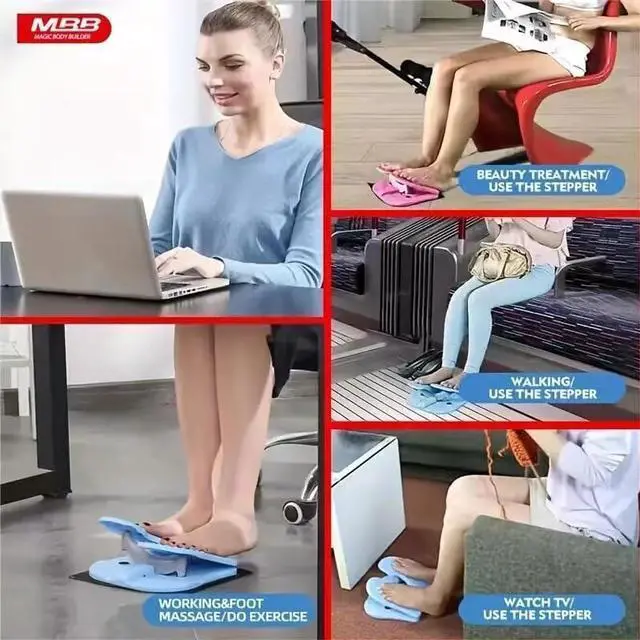 Alt view image 6 of 7 - Simple Leg Exerciser While Sitting for Seniors, Foot Pedal Exerciser Under Desk Foot Rest with Massage Help Leg Muscles Release Varicose Veins for Elder at Office Home Gray