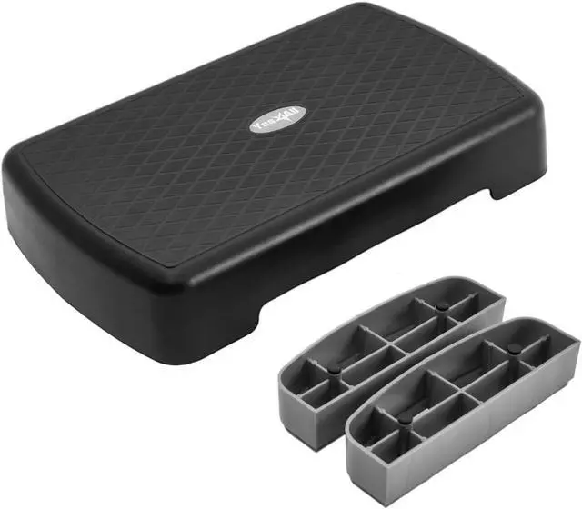 Alt view image 2 of 6 - Aerobic Exercise Step Platform, Adjustable Height with Removable Risers for Cardio and Strength Training, Workout Stepper for Home Gym (Grey, Small Size)