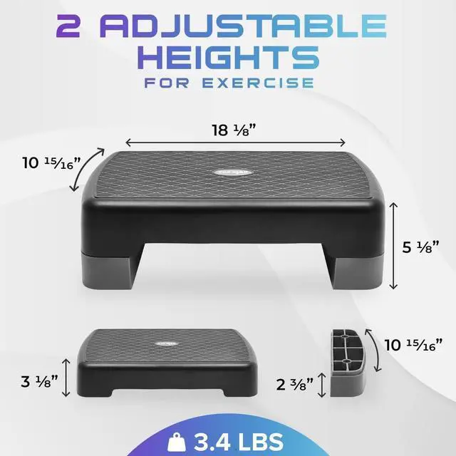 Alt view image 3 of 6 - Aerobic Exercise Step Platform, Adjustable Height with Removable Risers for Cardio and Strength Training, Workout Stepper for Home Gym (Grey, Small Size)