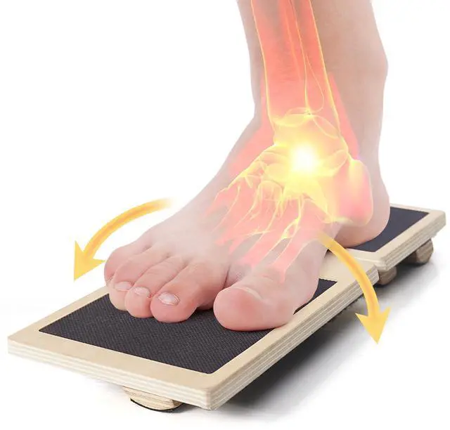 Main image of CINWELLER Ankle Strengthener Exerciser for Sprained, Single Foot Balance Board, Non-Slip Wood Wobble Board.
