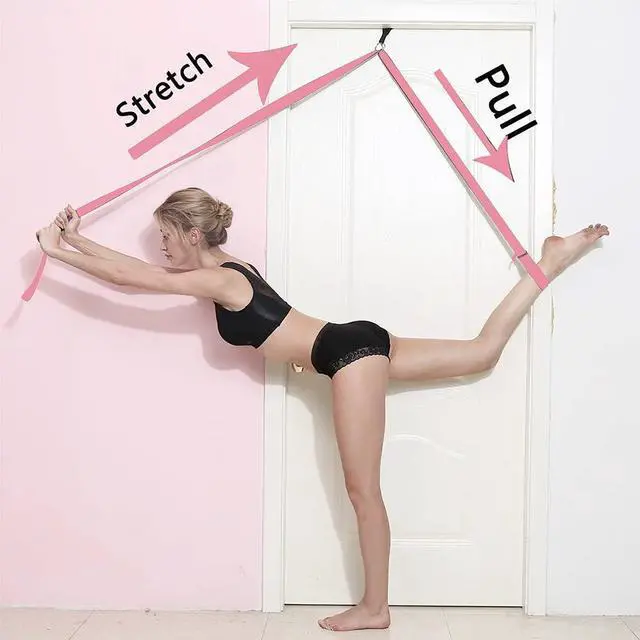 Alt view image 4 of 5 - Door Leg Stretcher for Splits Flexibility Training Strap Equipment Pink