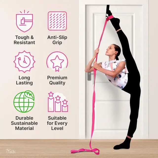 Alt view image 2 of 7 - Leg Stretcher Strap with Door Anchor & Resistance Band, Splits Trainer