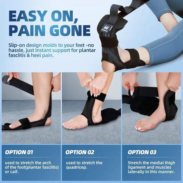 Alt view image 6 of 7 - Foot and Calf Stretcher-Stretching Strap For Plantar Fasciitis, Heel Spurs, Foot Drop, Achilles Tendonitis & Hamstring. Yoga Foot & Leg Stretch Strap. (Black)