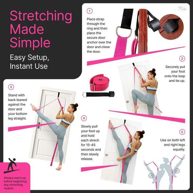 Alt view image 7 of 7 - Leg Stretcher Strap with Door Anchor & Resistance Band, Splits Trainer