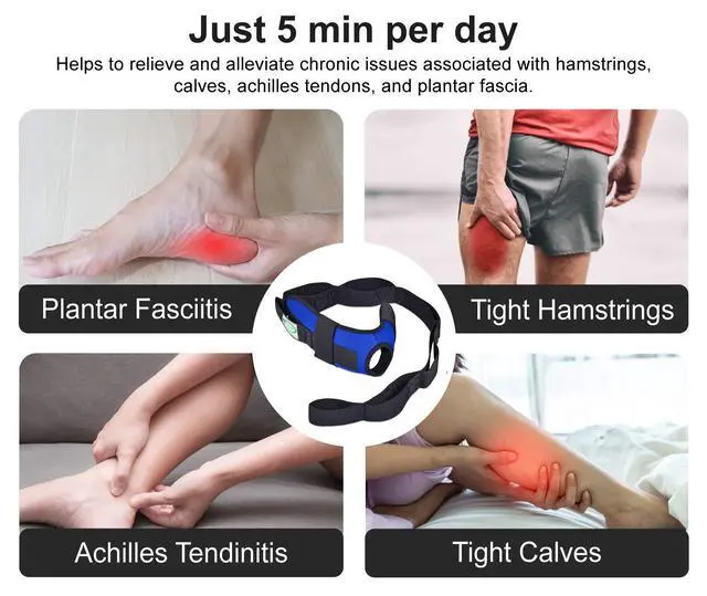 Alt view image 4 of 7 - Foot & Calf Stretcher for Plantar Fasciitis, Includes Foot Massage Roller, Achilles Tendinitis, Foot Drop, Yoga Foot & Leg Stretching Strap