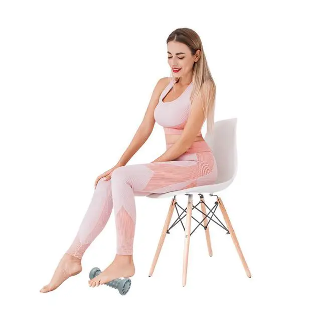 Alt view image 7 of 7 - Foot & Calf Stretcher for Plantar Fasciitis, Includes Foot Massage Roller, Achilles Tendinitis, Foot Drop, Yoga Foot & Leg Stretching Strap