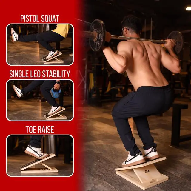 Alt view image 5 of 7 - Portable Adjustable Calf Stretcher Slant Board for Squats for Ankle and Achilles Stretching, Posture Wooden Slant Board for Calf Stretching, Squat Wedge for Physical therapy & Exercise