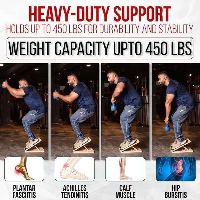 Alt view image 4 of 7 - Portable Adjustable Calf Stretcher Slant Board for Squats for Ankle and Achilles Stretching, Posture Wooden Slant Board for Calf Stretching, Squat Wedge for Physical therapy & Exercise