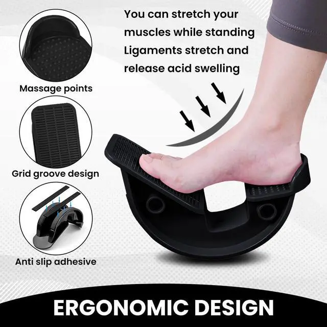 Alt view image 3 of 7 - Foot and Calf Stretcher for Plantar Fasciitis Relief - Foot Rocker with Yoga Stretching Strap, Hamstring & Achilles Stretcher - Non-Slip Home Physical Therapy Equipment for Flexibility & Recovery