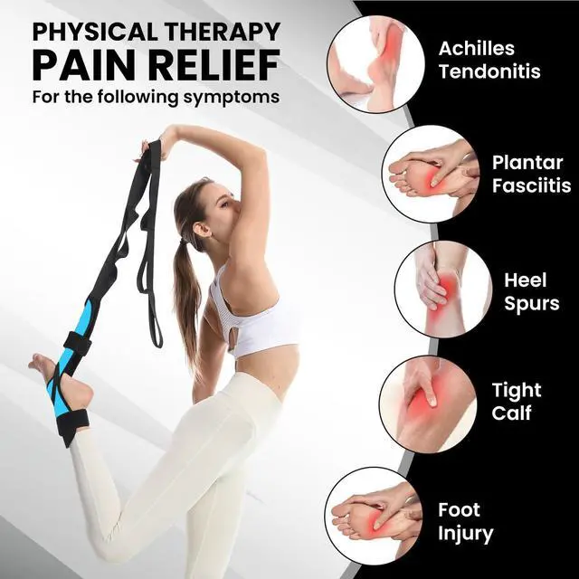 Alt view image 5 of 7 - Foot and Calf Stretcher for Plantar Fasciitis Relief - Foot Rocker with Yoga Stretching Strap, Hamstring & Achilles Stretcher - Non-Slip Home Physical Therapy Equipment for Flexibility & Recovery