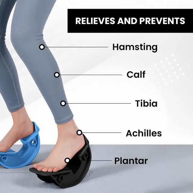 Alt view image 6 of 7 - Foot and Calf Stretcher for Plantar Fasciitis Relief - Foot Rocker with Yoga Stretching Strap, Hamstring & Achilles Stretcher - Non-Slip Home Physical Therapy Equipment for Flexibility & Recovery