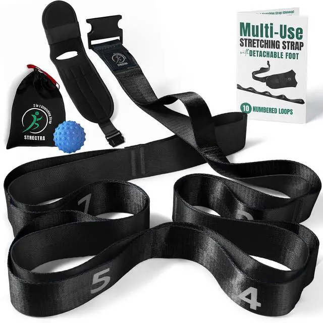 Main image of Stretch Strap with Loops Physical Therapy - Full Body Exercise Straps for Stretching with Detachable Foot - Leg & Calf Stretcher for Plantar Fasciitis, Physical Therapy, Pain Relief, and Flexibility