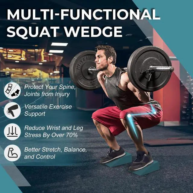 Alt view image 3 of 7 - 2 Pack Squat Wedge Blocks, Supportive Foot Wrist Exercise Wedge Blocks for Squat,Yoga, Pushup, Balance, Stretch, Strength, Pilate, Plank, Physical Therapy, EVA Riser Block for Men Women