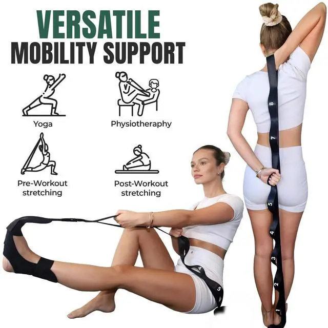 Alt view image 4 of 7 - Stretch Strap with Loops Physical Therapy - Full Body Exercise Straps for Stretching with Detachable Foot - Leg & Calf Stretcher for Plantar Fasciitis, Physical Therapy, Pain Relief, and Flexibility