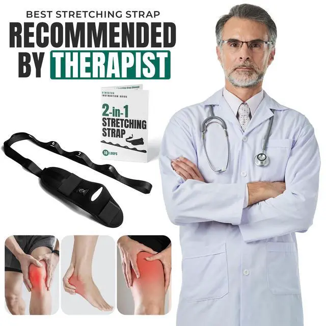 Alt view image 5 of 7 - Stretch Strap with Loops Physical Therapy - Full Body Exercise Straps for Stretching with Detachable Foot - Leg & Calf Stretcher for Plantar Fasciitis, Physical Therapy, Pain Relief, and Flexibility