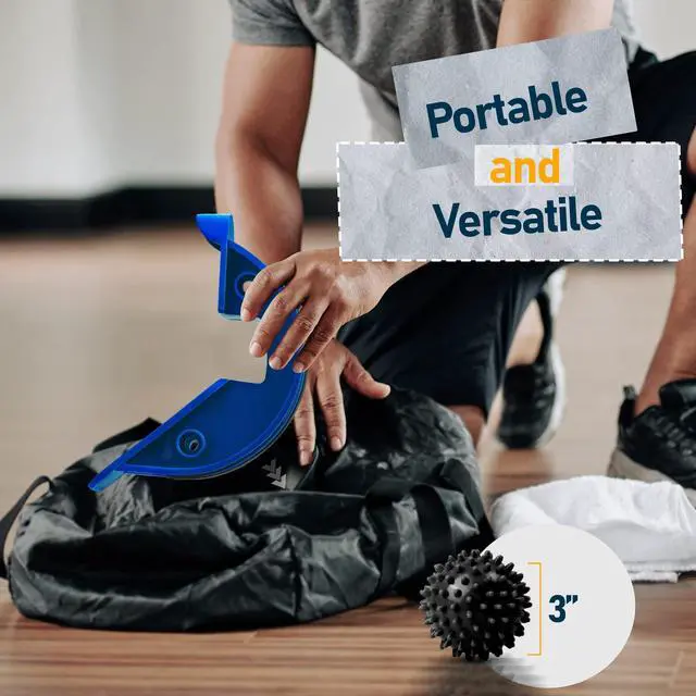 Alt view image 4 of 7 - Foot Rocker with Spiky Ball, Calf Stretcher for Plantar Fasciitis Relief, Achilles Tendonitis Relief, Shin Splint Relief, Ankle Stretcher, Achilles Stretcher Improving Flexibility - Blue