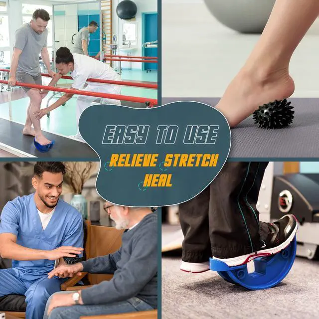Alt view image 7 of 7 - Foot Rocker with Spiky Ball, Calf Stretcher for Plantar Fasciitis Relief, Achilles Tendonitis Relief, Shin Splint Relief, Ankle Stretcher, Achilles Stretcher Improving Flexibility - Blue