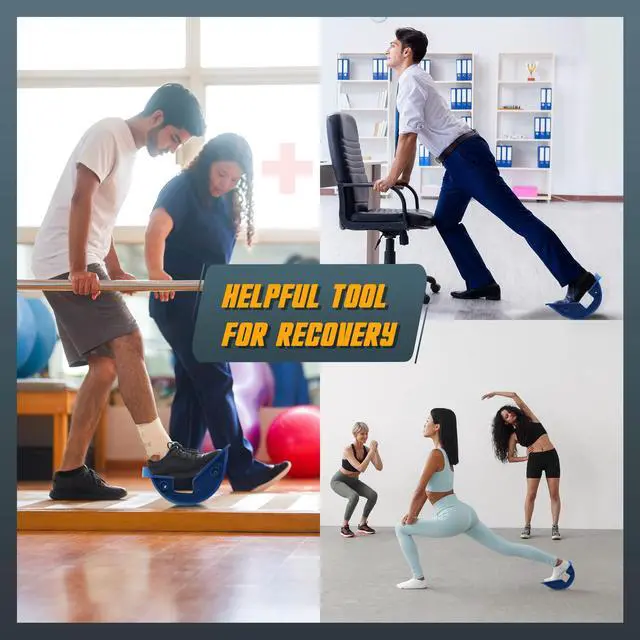 Alt view image 6 of 7 - Foot Rocker with Spiky Ball, Calf Stretcher for Plantar Fasciitis Relief, Achilles Tendonitis Relief, Shin Splint Relief, Ankle Stretcher, Achilles Stretcher Improving Flexibility - Blue