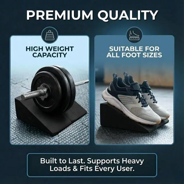 Alt view image 2 of 7 - Squat Wedge Blocks for Heels Elevated Squats Slant Board for Ankle Mobility, Calf Stretching, Deep Squat Support Weightlifting & Physical Therapy