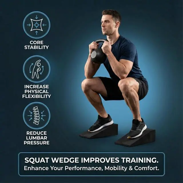 Alt view image 7 of 7 - Squat Wedge Blocks for Heels Elevated Squats Slant Board for Ankle Mobility, Calf Stretching, Deep Squat Support Weightlifting & Physical Therapy