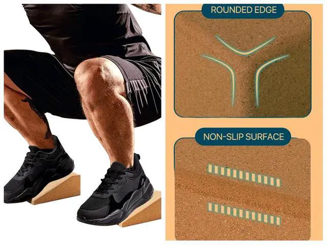Alt view image 4 of 7 - Squat Wedge Blocks Stretching blocks,Non-Slip Surface with Beveled Edges for Core Exercises,Natural Eco-Friendly/squats& weightlifting&yoga,Travel Friendly (9 * 5 * 2.6"Block*2)