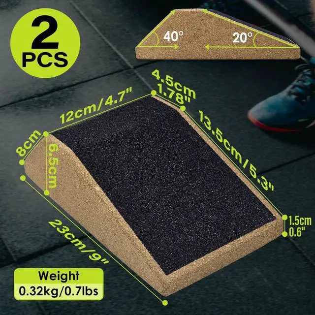 Alt view image 2 of 6 - 2Pcs Cork Squat Wedge Block, Non-Slip Slant Boards, Ramp Platform for Elevate Heels and Squat Support