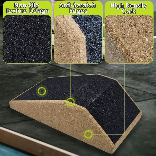 Alt view image 3 of 6 - 2Pcs Cork Squat Wedge Block, Non-Slip Slant Boards, Ramp Platform for Elevate Heels and Squat Support