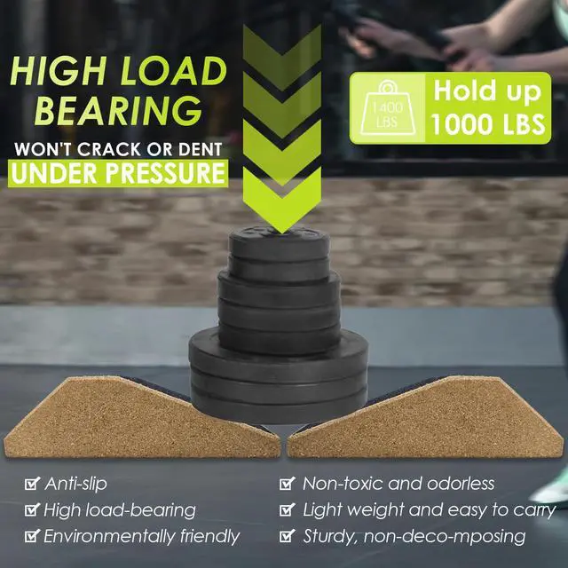 Alt view image 4 of 6 - 2Pcs Cork Squat Wedge Block, Non-Slip Slant Boards, Ramp Platform for Elevate Heels and Squat Support