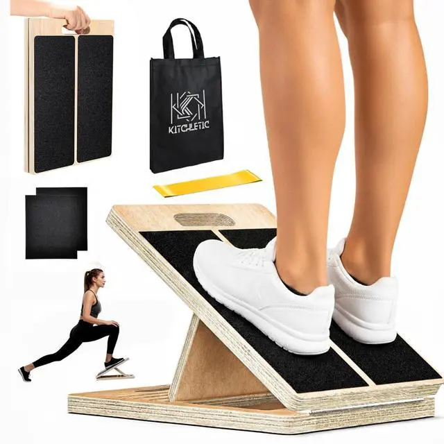 Main image of Slant Board for Plantar Fasciitis & Achilles Relief Adjustable Wooden Incline Calf Stretcher for Ankle, Knee & Foot Therapy Portable Stretch Board with Carry Bag & Loop Band