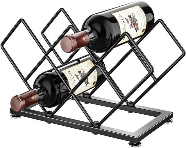 Main image of POKIPO Countertop Wine Rack - 7 Bottles Metal Small Wine Rack Wine Bottle Holder Storage Space Saving for Home Kitchen Bar Tableop Cabinet Pantry