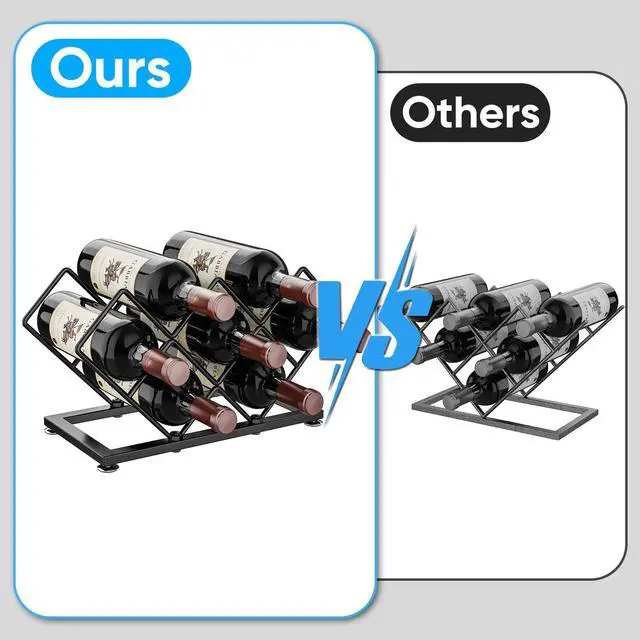 Alt view image 6 of 6 - POKIPO Countertop Wine Rack - 7 Bottles Metal Small Wine Rack Wine Bottle Holder Storage Space Saving for Home Kitchen Bar Tableop Cabinet Pantry