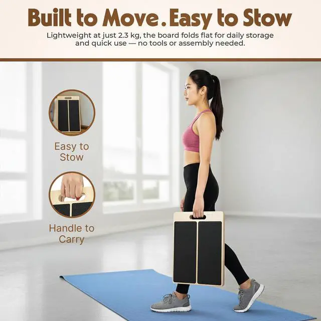 Alt view image 7 of 7 - Slant Board for Plantar Fasciitis & Achilles Relief Adjustable Wooden Incline Calf Stretcher for Ankle, Knee & Foot Therapy Portable Stretch Board with Carry Bag & Loop Band