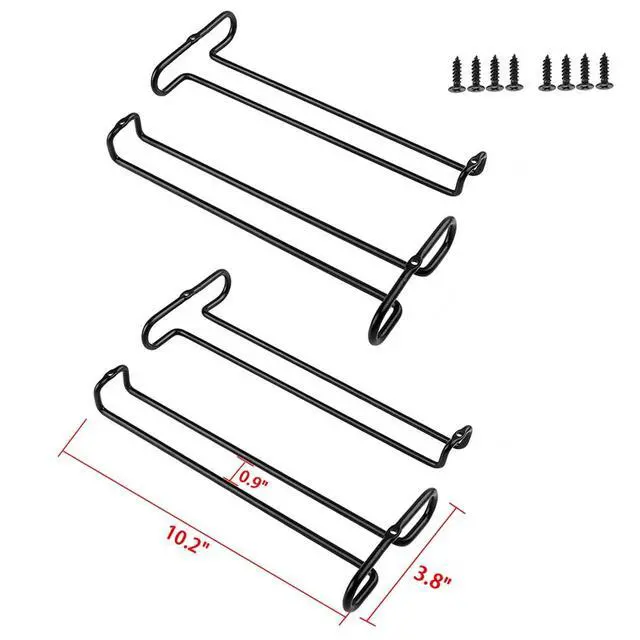 Alt view image 2 of 7 - Set of 4 Cabinet Stemware Rack 10 Inch Under Shelf Wine Glass Holder Storage Hanger Organizer for Kitchen and Bar (Black)