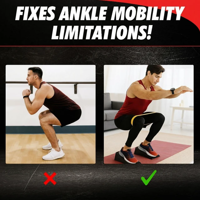 Alt view image 4 of 7 - Squat Wedge Block Heel Elevated Squat Platform for Deep Squats, ATG Training, Ankle Mobility, 4-Angle Adjustable Slant Board for Calf Stretching, Knee Pain Relief, 440 lbs