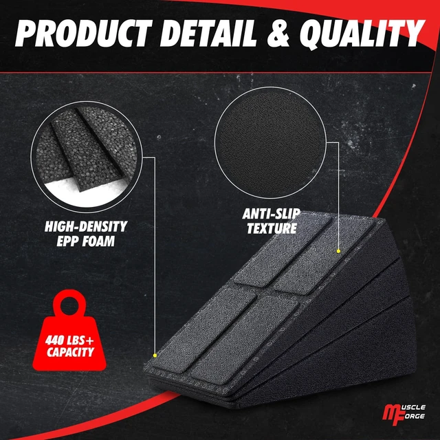 Alt view image 6 of 7 - Squat Wedge Block Heel Elevated Squat Platform for Deep Squats, ATG Training, Ankle Mobility, 4-Angle Adjustable Slant Board for Calf Stretching, Knee Pain Relief, 440 lbs