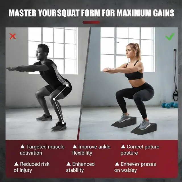 Alt view image 6 of 7 - Slant Board for Calf Stretching & Squats Non-Slip Heel Elevated Squat Wedge Block for Weightlifting, Squat Mobility & Performance | Workout Wedge to Improve Squat Form, Balance & Strength