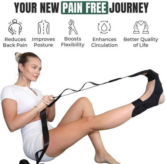 Alt view image 7 of 7 - Stretch Strap with Loops Physical Therapy - Full Body Exercise Straps for Stretching with Detachable Foot - Leg & Calf Stretcher for Plantar Fasciitis, Physical Therapy, Pain Relief, and Flexibility
