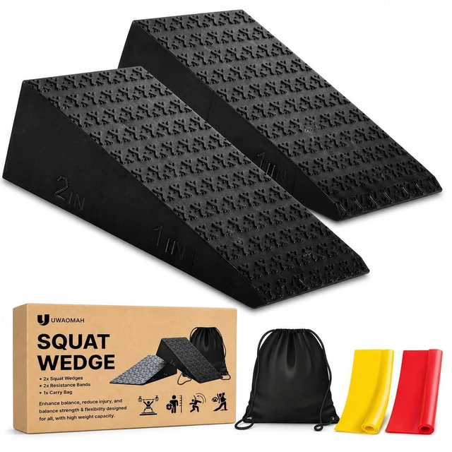 Main image of .Squat wedge, pack of 2, 1500 LBS Capacity, 1" & 2" Heel Elevated Squat wedge block of calf stretching & Physical Therapy, Foot Workout Wedge, Ankle Mobility, Portable Heavy Duty Blocks