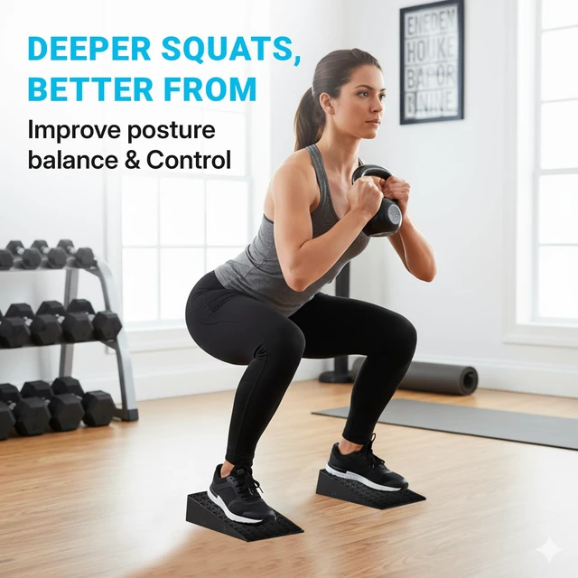 Alt view image 2 of 7 - .Squat wedge, pack of 2, 1500 LBS Capacity, 1" & 2" Heel Elevated Squat wedge block of calf stretching & Physical Therapy, Foot Workout Wedge, Ankle Mobility, Portable Heavy Duty Blocks