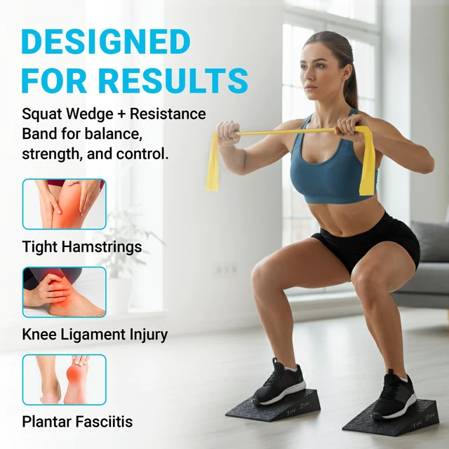 Alt view image 5 of 7 - .Squat wedge, pack of 2, 1500 LBS Capacity, 1" & 2" Heel Elevated Squat wedge block of calf stretching & Physical Therapy, Foot Workout Wedge, Ankle Mobility, Portable Heavy Duty Blocks