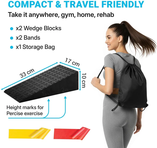 Alt view image 7 of 7 - .Squat wedge, pack of 2, 1500 LBS Capacity, 1" & 2" Heel Elevated Squat wedge block of calf stretching & Physical Therapy, Foot Workout Wedge, Ankle Mobility, Portable Heavy Duty Blocks