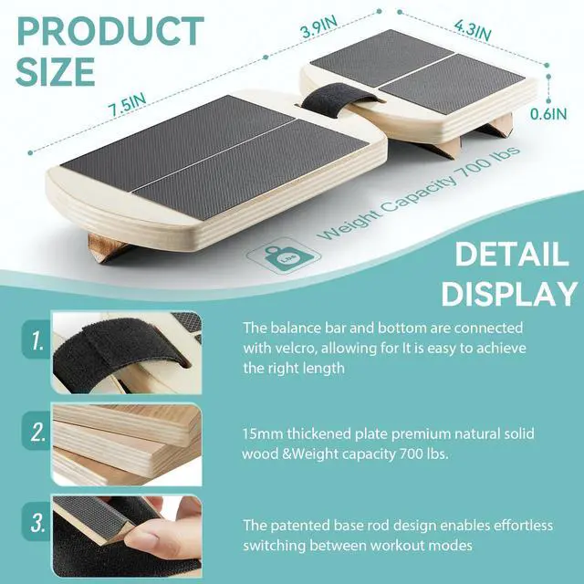 Alt view image 2 of 6 - Ankle Foot Strengthener, Sprain Exerciser, Single Leg Balance Board for Stability Training, Posture Corrector, Home Gym Fitness Equipment (Log Color)