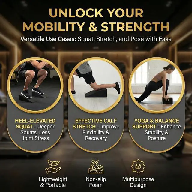 Alt view image 4 of 7 - Pack of 2 Squat Wedge Block for Elevated Heel Squats and Deadlifts - Improve Mobility, Balance, and Strength - Non-Slip