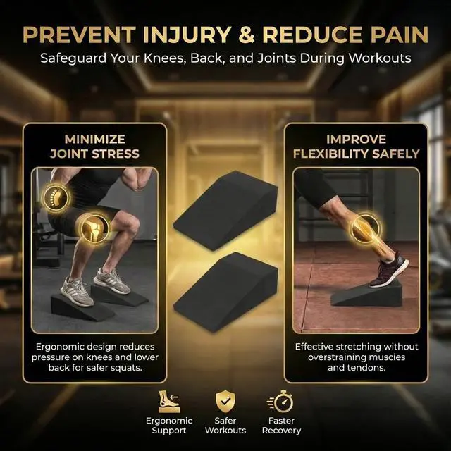 Alt view image 6 of 7 - Pack of 2 Squat Wedge Block for Elevated Heel Squats and Deadlifts - Improve Mobility, Balance, and Strength - Non-Slip
