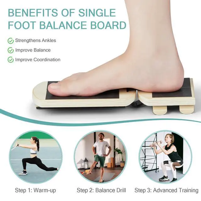 Alt view image 3 of 6 - Ankle Foot Strengthener, Sprain Exerciser, Single Leg Balance Board for Stability Training, Posture Corrector, Home Gym Fitness Equipment (Log Color)