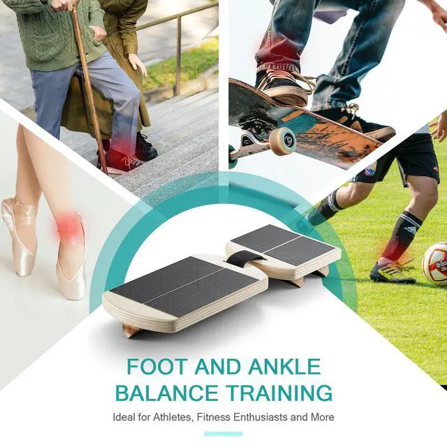 Alt view image 4 of 6 - Ankle Foot Strengthener, Sprain Exerciser, Single Leg Balance Board for Stability Training, Posture Corrector, Home Gym Fitness Equipment (Log Color)