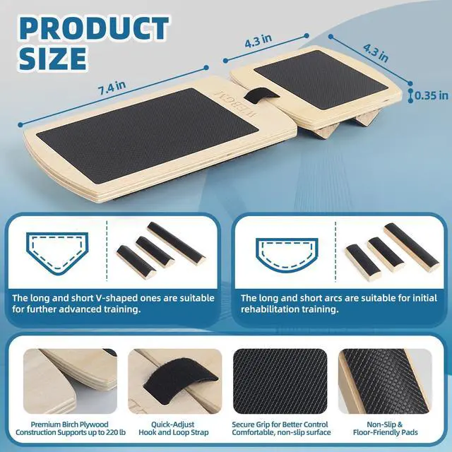 Alt view image 3 of 7 - Ankle Balance Board for Physical Therapy - Foot Strengthener & Adjustable Ankle Trainer, Single Leg Anti-Slip Design for Plantar Fasciitis Relief, Sprained Ankle, Achilles Pain & Posture Correction