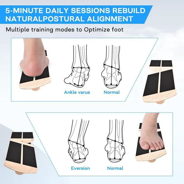 Alt view image 3 of 7 - Wooden for Ankle Balance Board Foot Strengthener & Stability Trainer for Single Leg Balance Training, Sprained, Plantar Fasciitis Relief, Physical Therapy, Posture Correction